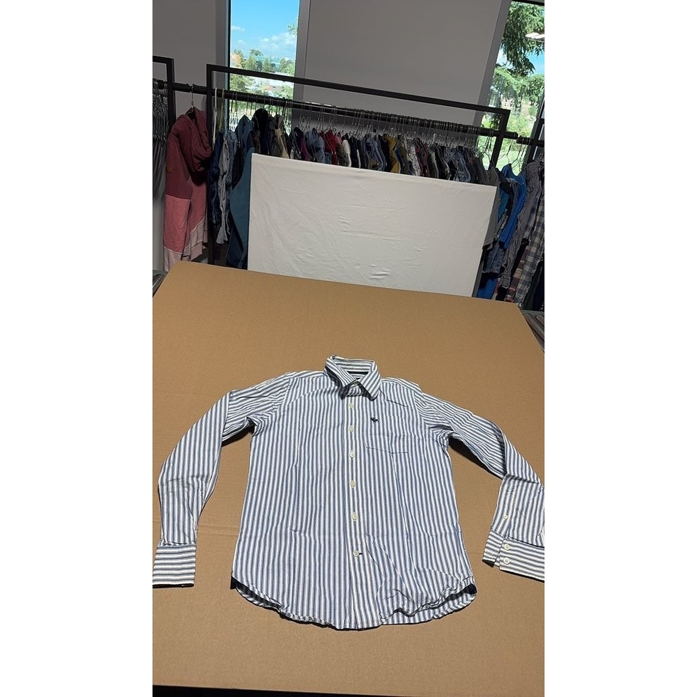 Abercrombie Kids Blue White Striped Cotton Button Up Shirt Long Sleeve Large